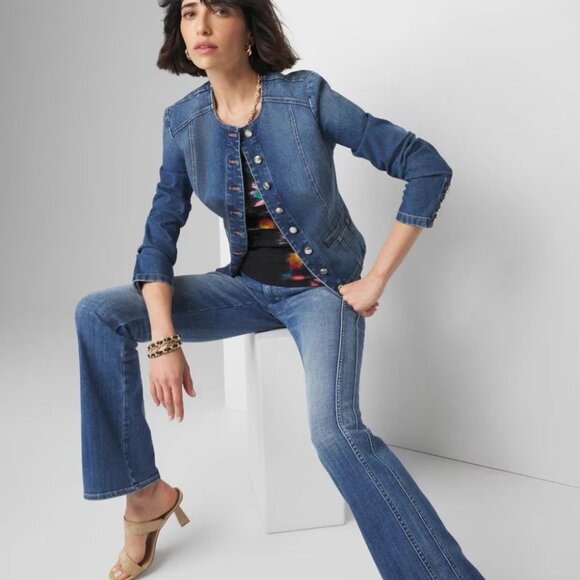 NWT White House Black Market Cropped Denim Jacket - Picture 2 of 5